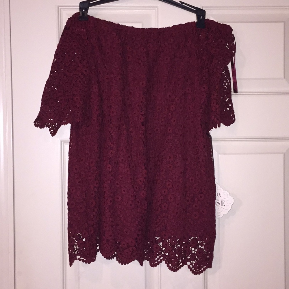 Burgundy off the shoulder top